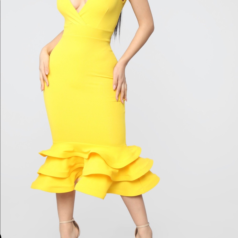 Yellow ruffle dress